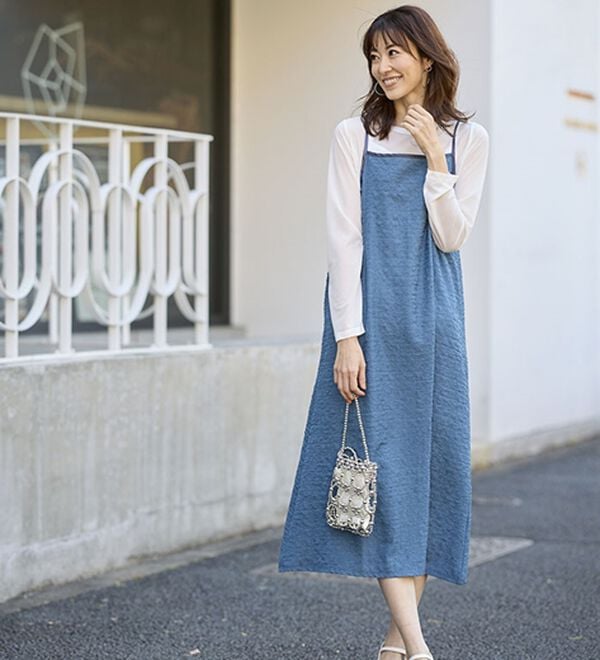 BELLUNA（ベルーナ）の「夏のコーデに悩まない！インナー付ジャカードキャミワンピ（カットソーワンピース）」｜詳細画像