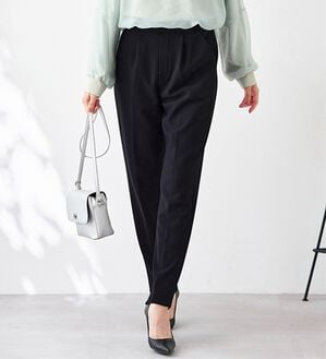 BELLUNA（ベルーナ）の「裏起毛ジョーゼット素材テーパードパンツ（テーパードパンツ）」｜黒