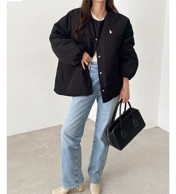 GeeRA（ジーラ）の「【U.S. POLO ASSN.】 ノーカラー中わたブルゾン（ハーフコート）」｜詳細画像