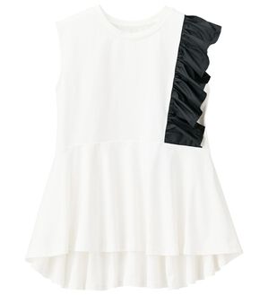 RANAN（ラナン）の「ひんやり！フリルデザインペプラムＴシャツ（Tシャツ）」｜ホワイト系