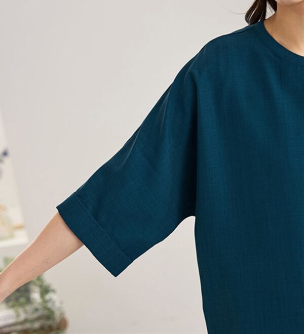 BELLUNA（ベルーナ）の「すっぽり体型カバー！麻調２ｗａｙワンピース（その他ワンピース）」｜詳細画像