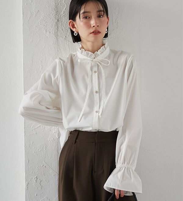 RANAN（ラナン）の「プチフリルリボン付きブラウス（ブラウス）」｜詳細画像
