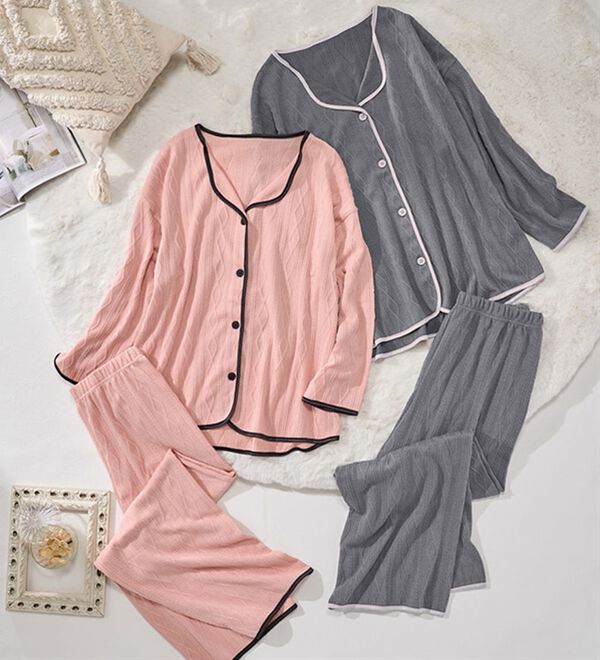 YU'NOW（ユナウ）の「【上下２点セット】ケーブルデザインパジャマ（パジャマ・ルームウェア）」｜詳細画像