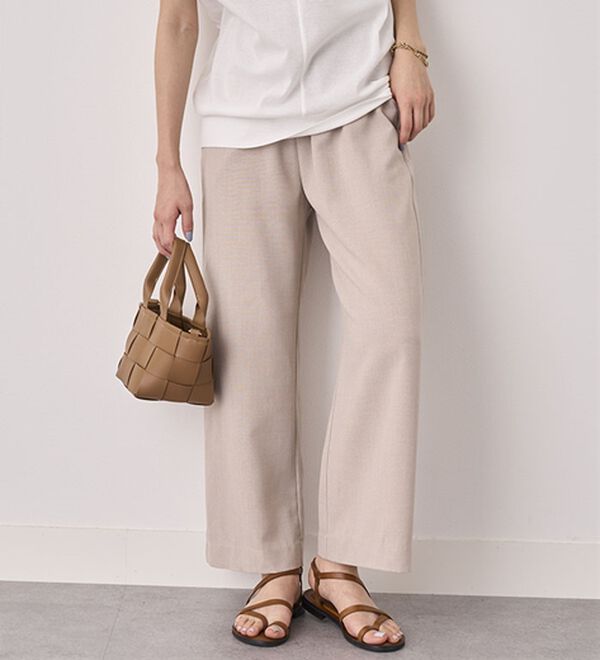 BELLUNA（ベルーナ）の「畳んでもシワにならない！麻調ワイドパンツ（ワイドパンツ・ガウチョ）」｜詳細画像