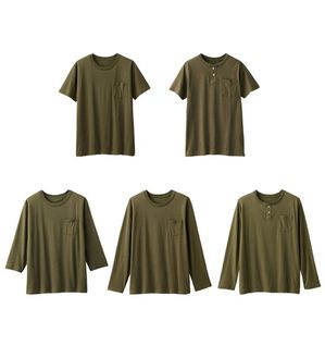 「【男女兼用】綿混ポケット付きＴシャツ（メンズシャツ）」｜カーキ