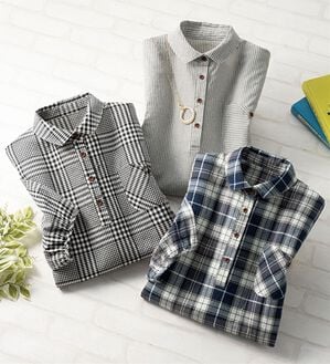 ルフラン（ルフラン）の「【３色組】デザインポケットの綿１００％ブラウス（ブラウス）」｜3色組