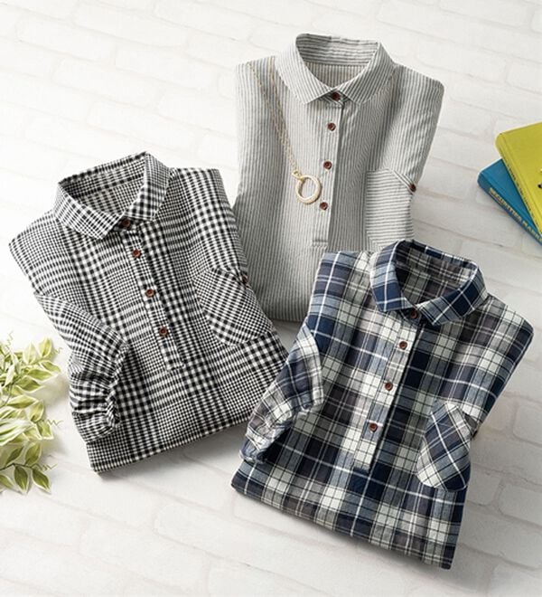 ルフラン（ルフラン）の「【３色組】デザインポケットの綿１００％ブラウス（ブラウス）」｜3色組