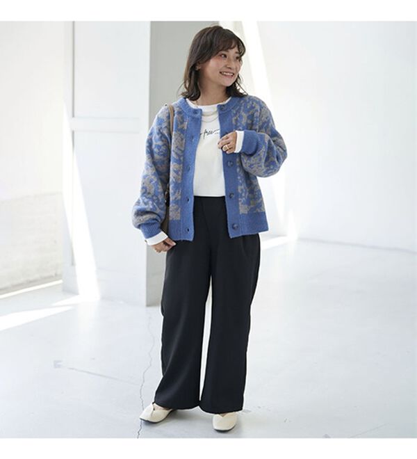 BELLUNA（ベルーナ）の「キレイ見えウエストデザインワイドストレートパンツ（ワイドパンツ・ガウチョ）」｜詳細画像