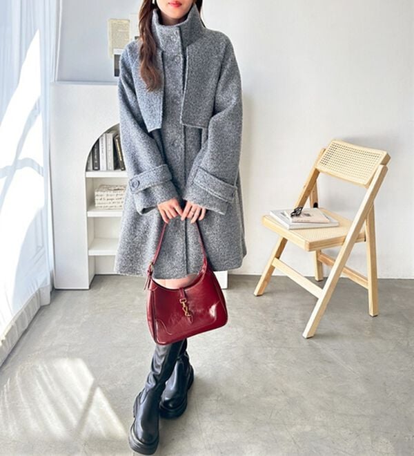 GeeRA（ジーラ）の「リングウールライクスタンドカラーコート（ハーフコート）」｜詳細画像