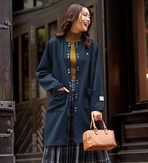 BELLUNA（ベルーナ）の「【ＰＯＬＯ　ＢＣＳ】ケーブル柄ジャカードロングカーディガン（その他カーディガン）」｜ネイビー