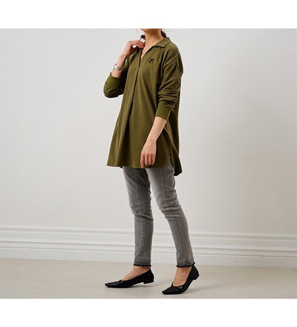 RANAN（ラナン）の「＜ＦＩＬＡ＞鹿の子チュニック長袖ポロシャツ（カットソー）」｜詳細画像