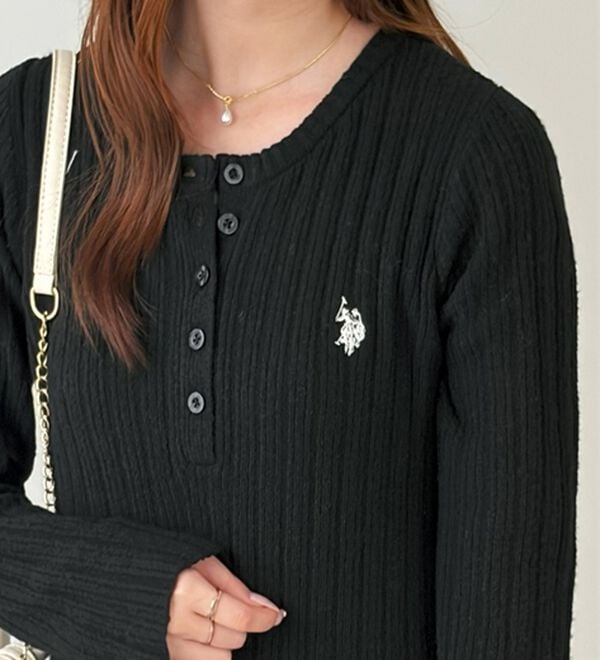 GeeRA（ジーラ）の「【U.S. POLO ASSN.】ヘンリーネックリブニットワンピース（ニットワンピース）」｜詳細画像