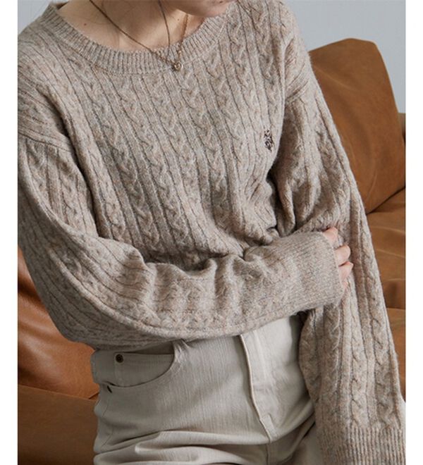 RANAN（ラナン）の「＜U.S.POLO ASSN.ユーエスポロアッスン＞ ワンポイントケーブルニット（ニット・セーター）」｜ベージュ