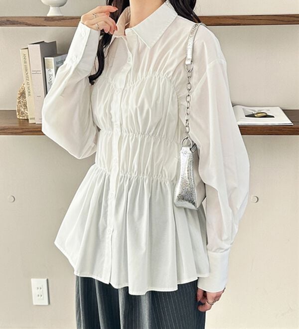 GeeRA（ジーラ）の「シャーリングビスチェデザインシャツ（シャツ）」｜詳細画像