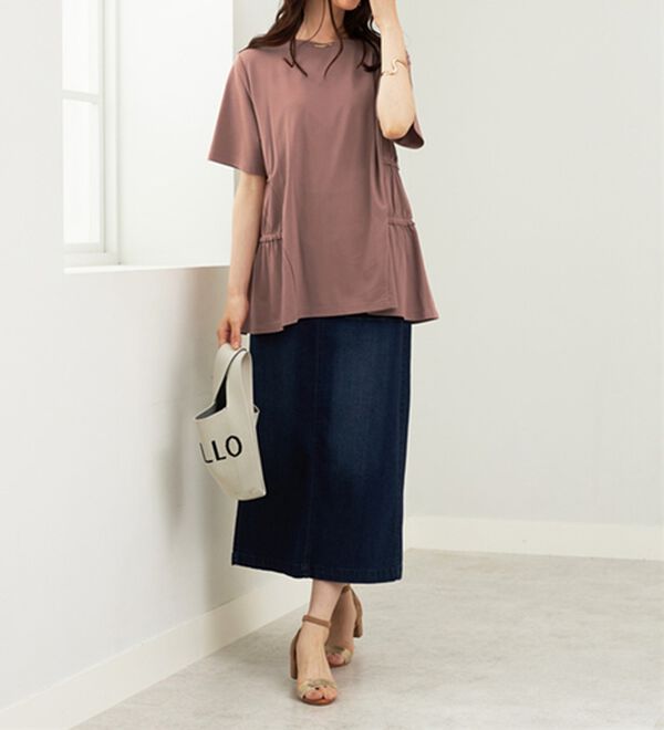 BELLUNA（ベルーナ）の「ヒンヤリ！サイドギャザー使いチュニック（チュニック）」｜詳細画像