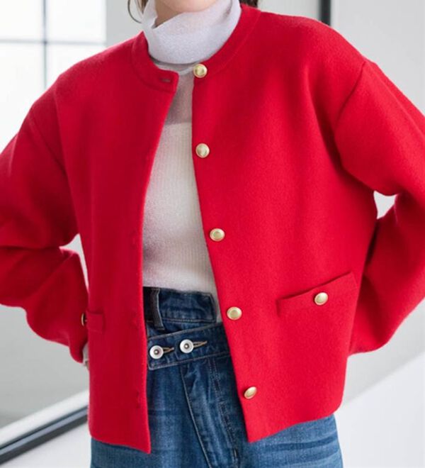 RANAN（ラナン）の「【4つの機能付き】洗える！ゴールド調ボタンニットカーディガン（ニットカーディガン）」｜詳細画像