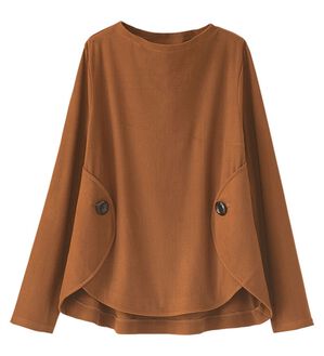 BELLUNA（ベルーナ）の「ボタンデザインあったかプルオーバー（カットソー）」｜テラコッタ