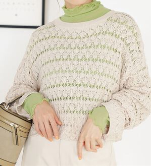 GeeRA（ジーラ）の「２ＷＡＹクロシェニットカーディガン（ニットカーディガン）」｜オフベージュ