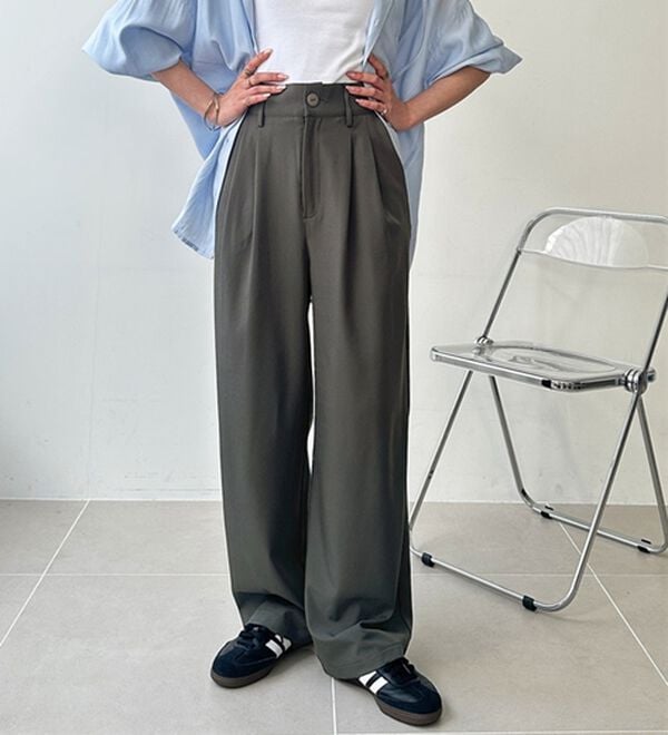 GeeRA（ジーラ）の「着心地抜群！ハイウエストダブルタックワイドパンツ（フルレングスパンツ）」｜詳細画像