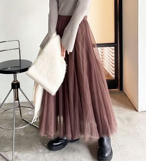 GeeRA（ジーラ）の「フレアーチュールロングスカート（ロングスカート）」｜モカ