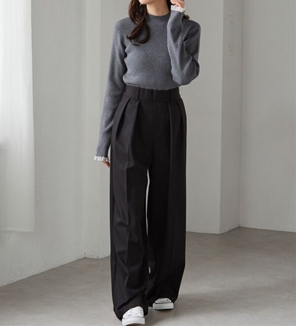 RANAN（ラナン）の「【春色追加】シアーフリル袖ハイネックリブニット（ニット・セーター）」｜詳細画像