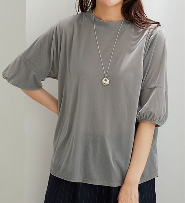 BELLUNA（ベルーナ）の「ベロア素材ふんわり袖プルオーバー（カットソー）」｜詳細画像