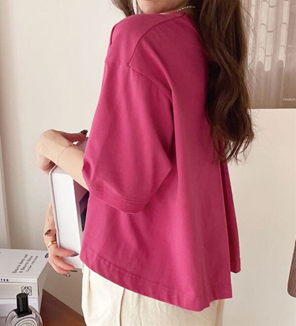 GeeRA（ジーラ）の「綿混素材クロップドＴシャツ（Tシャツ）」｜詳細画像