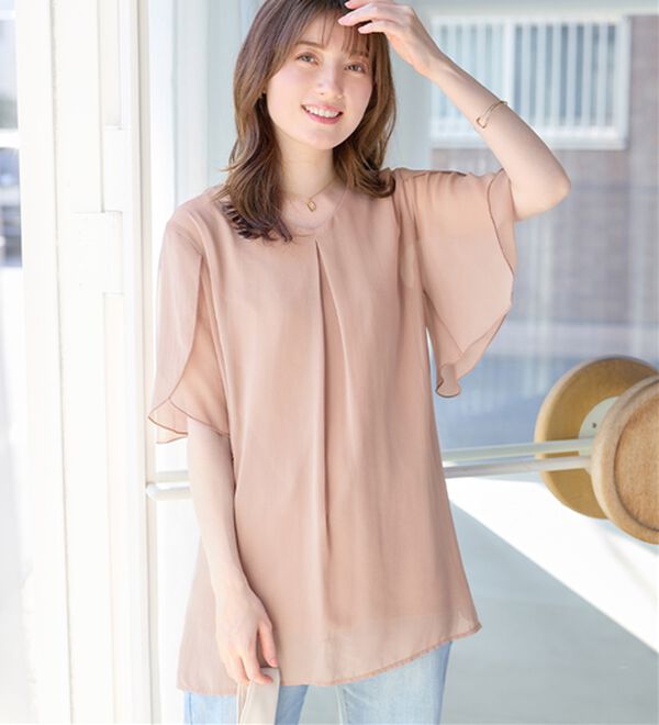 alotta（アロッタ）の「【接触冷感】インナー付チューリップ袖チュニック（チュニック）」｜詳細画像