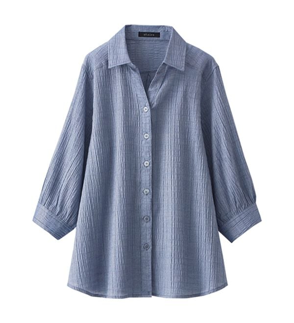 BELLUNA（ベルーナ）の「スキッパー衿ぽこぽこ素材ブラウス（ブラウス）」｜詳細画像