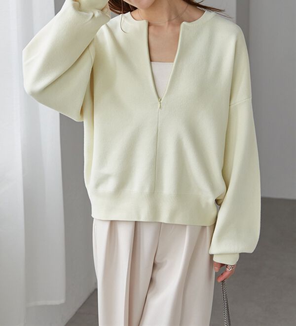 RANAN（ラナン）の「ハーフジップスウェットライクニット（ニット・セーター）」｜詳細画像