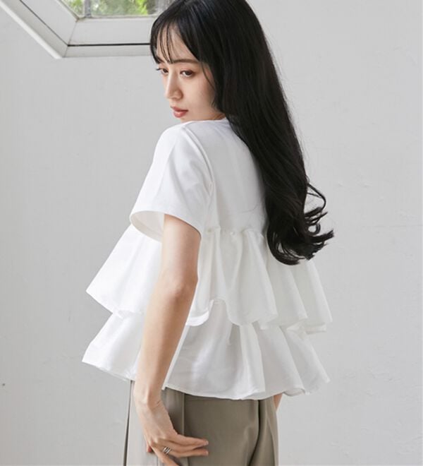 RANAN（ラナン）の「シャイニーフリルTシャツ（Tシャツ）」｜詳細画像