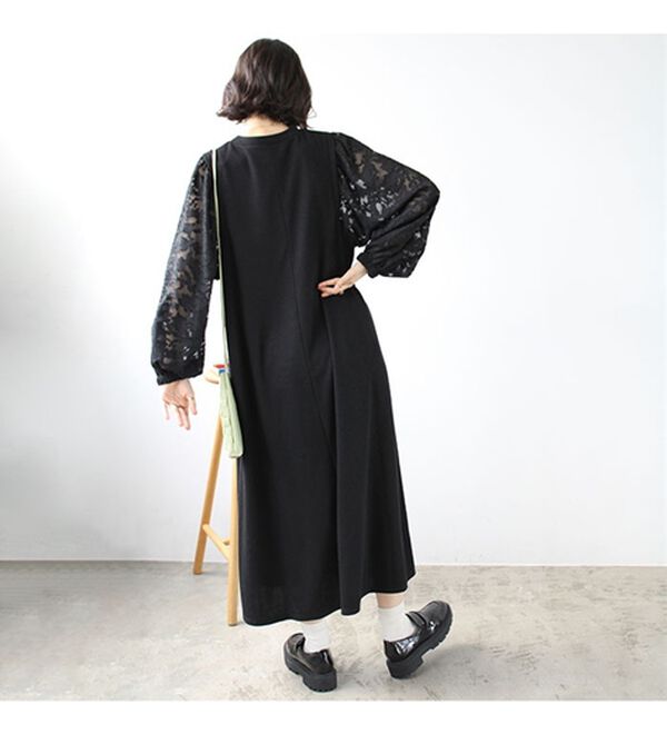 GeeRA（ジーラ）の「袖異素材カットソーワンピース（カットソーワンピース）」｜詳細画像