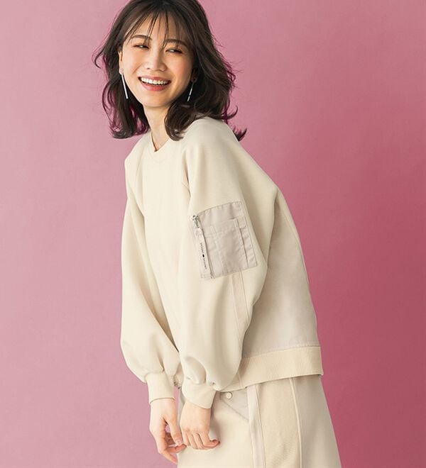 BELLUNA（ベルーナ）の「【ＳＭＡＲＴ　ＥＣＯ　ＪＥＲＳＥＹ】異素材切替プルオーバー（カットソー）」｜詳細画像