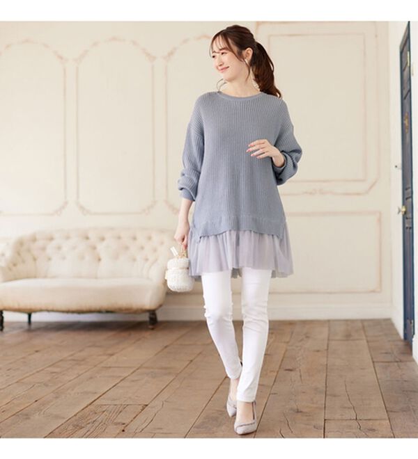 alotta（アロッタ）の「裾チュールレイヤード風ニット（ニット・セーター）」｜詳細画像