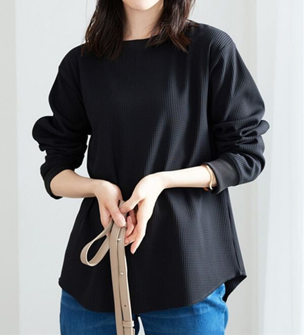 BELLUNA（ベルーナ）の「《快適Ｌａｂ．》 乾きやすい！ドライワッフルプルオーバー（カットソー）」｜詳細画像