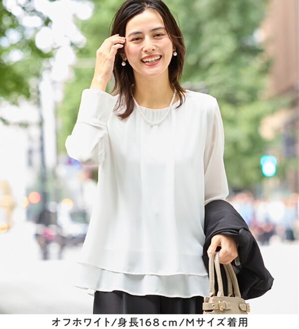 Viola e Viola（ヴィオラ エ ヴィオラ）の「裾フレア裏地付きシフォンブラウス（ブラウス）」｜詳細画像