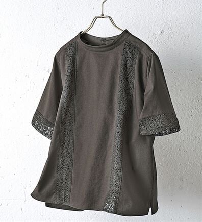 BELLUNA（ベルーナ）の「【肌に優しい】綿１００％上品レース切替褒められブラウス（ブラウス）」