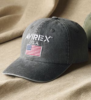 「＜アヴィレックス＞ビンテージ調キャップ（メンズ帽子）」｜ブラック