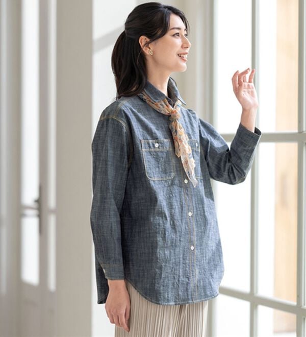 ルフラン（ルフラン）の「【２色組】さらりとシャンブレーオーバーシャツ（シャツ）」｜詳細画像