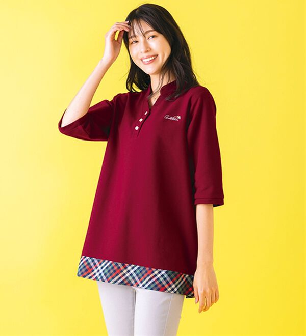 ルフラン（ルフラン）の「【Ａ．Ｐ】チェック決め手の鹿の子チュニック（チュニック）」｜レッド