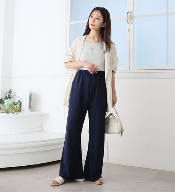 A HAPPY MARILYN（アハッピーマリリン）の「【Ｌ～８Ｌ】＜身長別に選べる２丈＞さらっと美脚ゆるカーブパンツ（ワイドパンツ・ガウチョ）」｜詳細画像