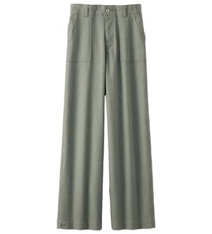 BELLUNA（ベルーナ）の「新感覚！メッシュデニムワイドパンツ（フルレングスパンツ）」｜カーキ