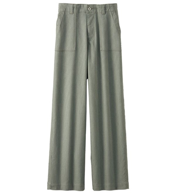 BELLUNA（ベルーナ）の「新感覚！メッシュデニムワイドパンツ（フルレングスパンツ）」｜カーキ