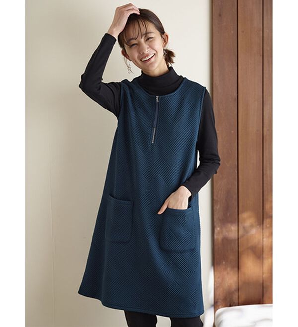 BELLUNA（ベルーナ）の「【２枚組】ジップデザインジャカードジャンパースカート（ジャンパースカート）」｜詳細画像