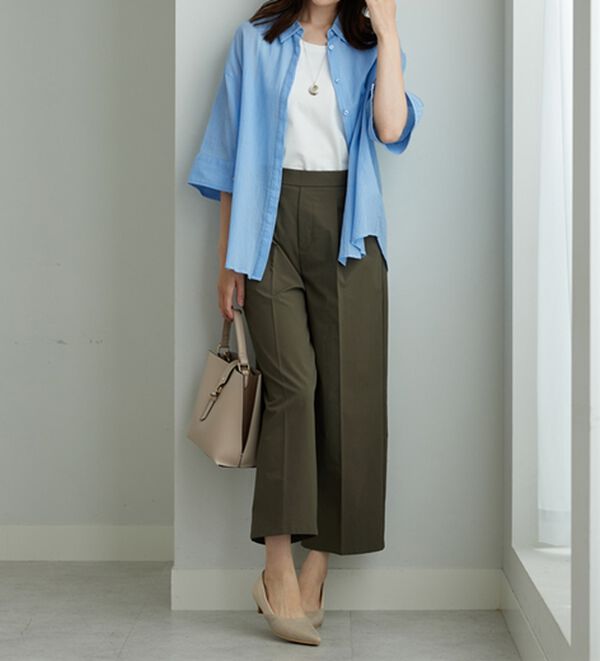 BELLUNA（ベルーナ）の「【ヨコストレッチ・紫外線カット・選べる2丈】サラもちライト快適ワイドパンツ（ワイドパンツ・ガウチョ）」｜詳細画像