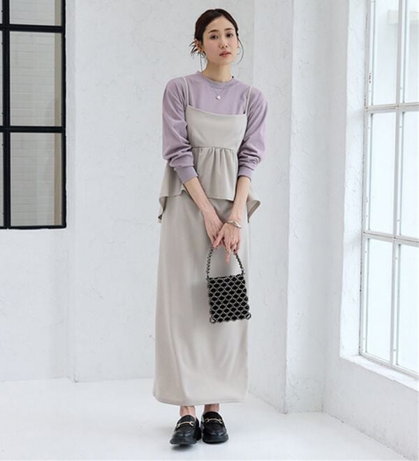 BELLUNA（ベルーナ）の「【汗ジミ対策◎】＜エアリーアイスコットン＞オーバーサイズＴシャツ【選べる袖丈】（カットソー）」｜詳細画像