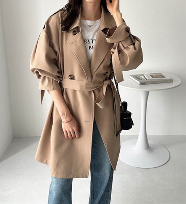 【ありん】ラルフローレン　トレンチコート Aライン ベルト付き ベージュ Ralph Lauren ラルフローレン ベルト付トレンチコート ベージュM