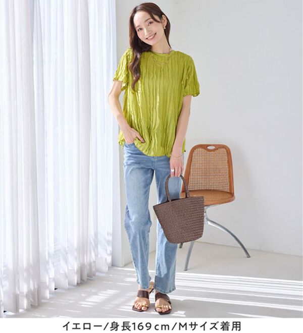 Viola e Viola（ヴィオラ エ ヴィオラ）の「フリルシアー素材ゆるトップス（ブラウス）」｜詳細画像