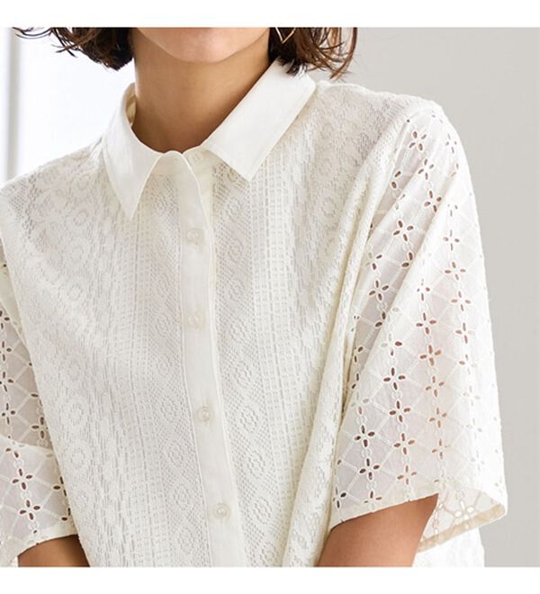 BELLUNA（ベルーナ）の「レース切替デザインシャツジャケット（シャツ）」｜詳細画像