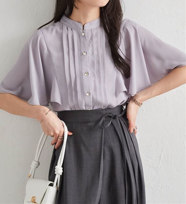 RANAN（ラナン）の「【新色追加】ひんやり！ピンタックフレアー袖ブラウス（ブラウス）」｜詳細画像